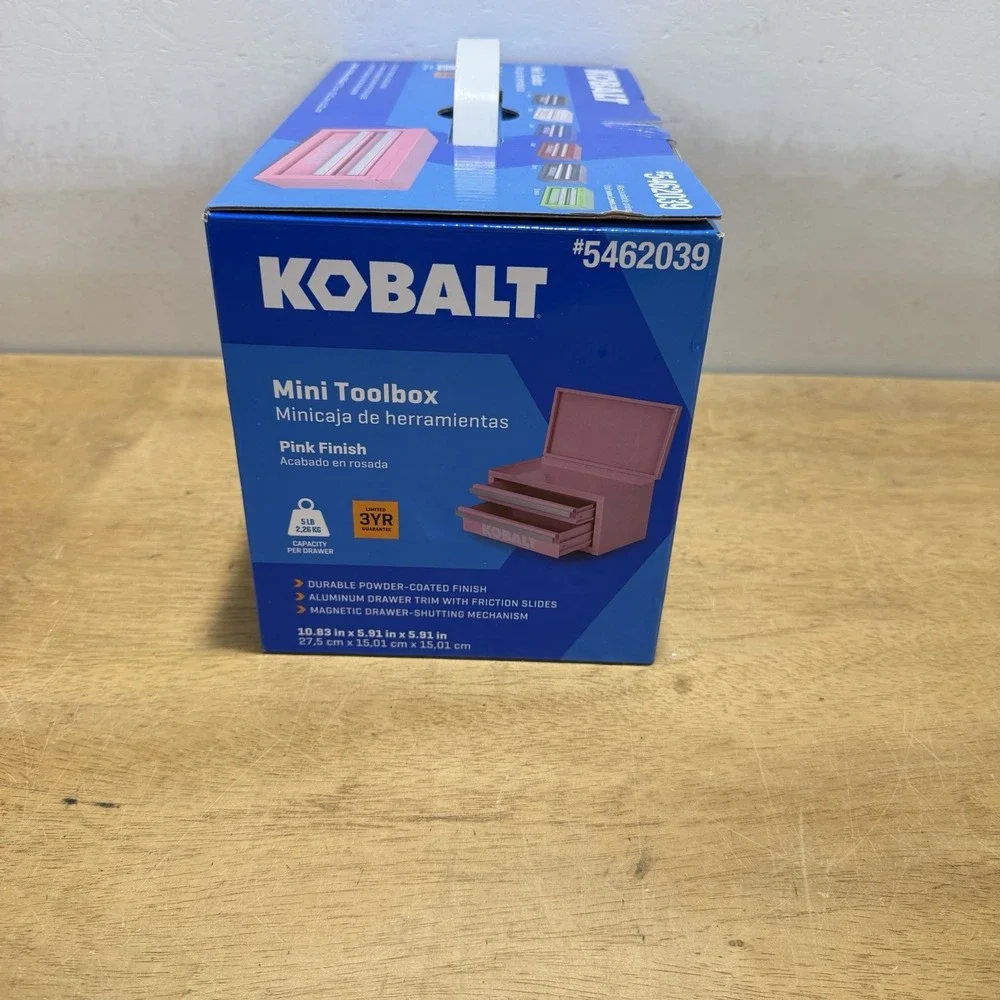Kobalt Mini 2 Drawer Tool Box Pink Metal Makeup Storage Case 54422 NEW